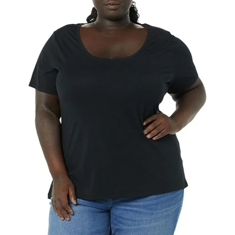 Amazon Essentials Size 3XL Black Scoop Neck Short-Sleeve T-Shirt Pack Of 2 - Picture 4 of 9
